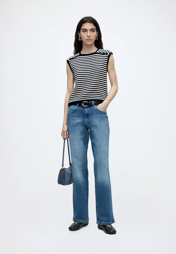 Топ с декоративными пуговицами Gold button top Tommy Hilfiger ivory petal/dark navy stripe, темно-синий — фото 2