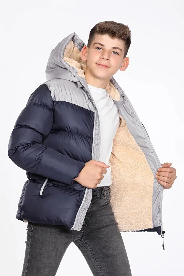 Детское пальто для мальчиков с капюшоном Basics Vodens, Navy Blue