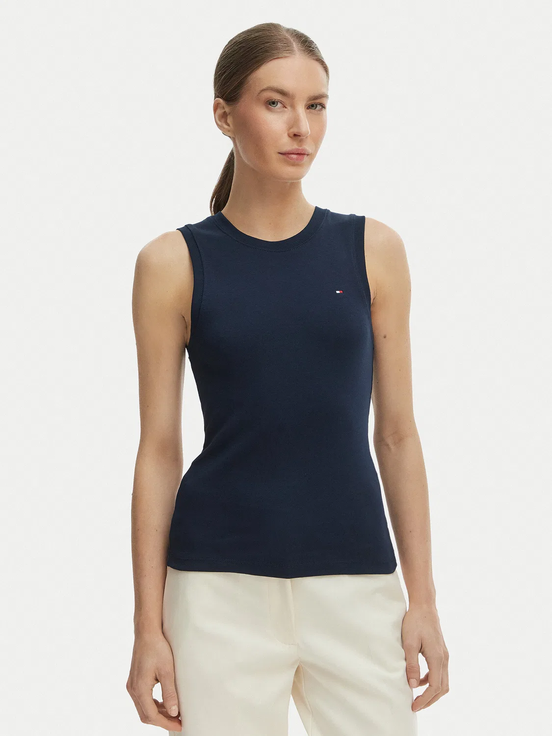 Женский топ облегающего кроя Tommy Hilfiger, темно-синий