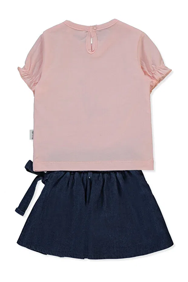 Детский комплект из футболки и юбки с длинным рукавом органический Tencel short skirt 2-piece set (flower girl) Bebetto, Navy Blue — фото 2