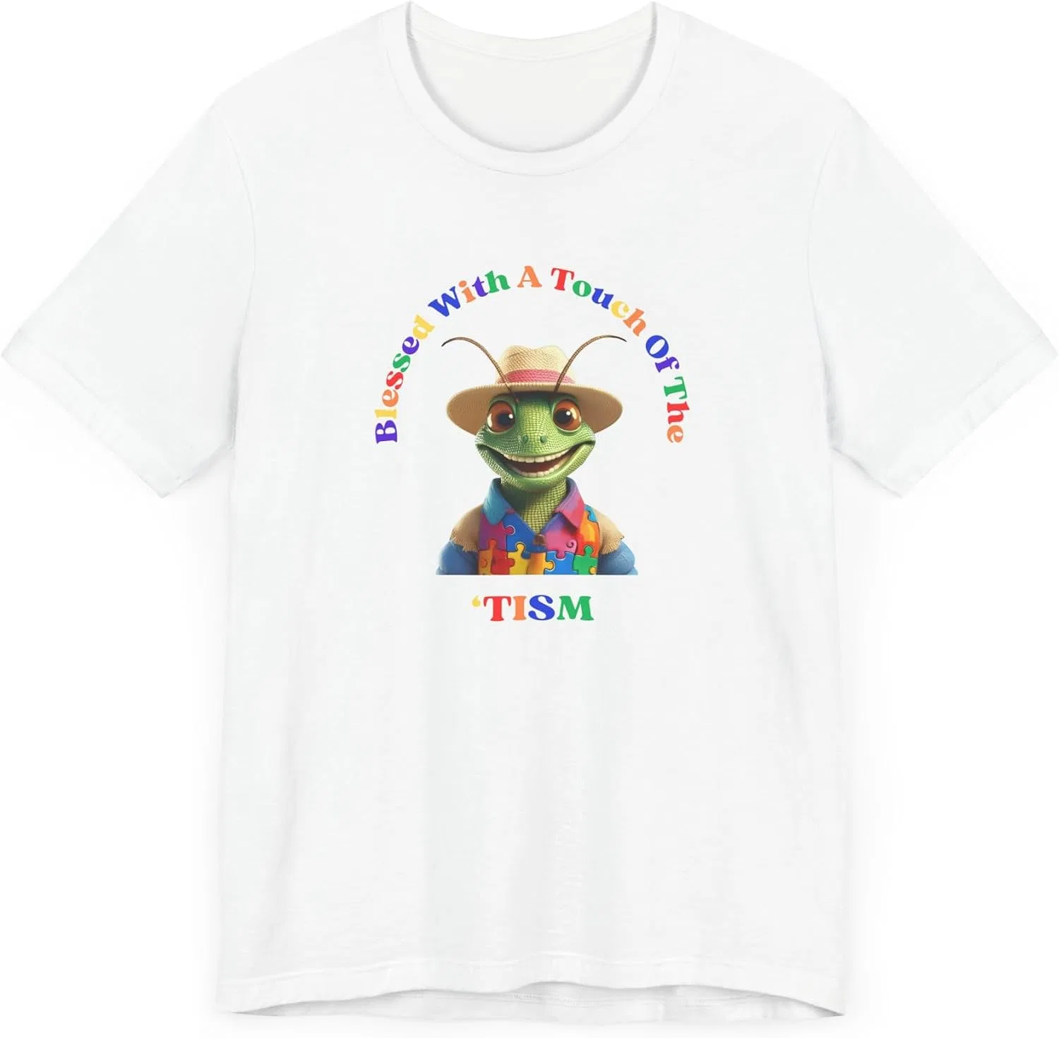 Футболка с принтом Touch of the Tism, Bella Canvas 3001, White — фото 3