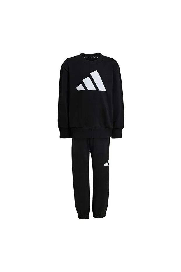 Детский спортивный комплект для девочек с принтом Essentials kids jogger tracksuit set Adidas, Black-White — фото 3