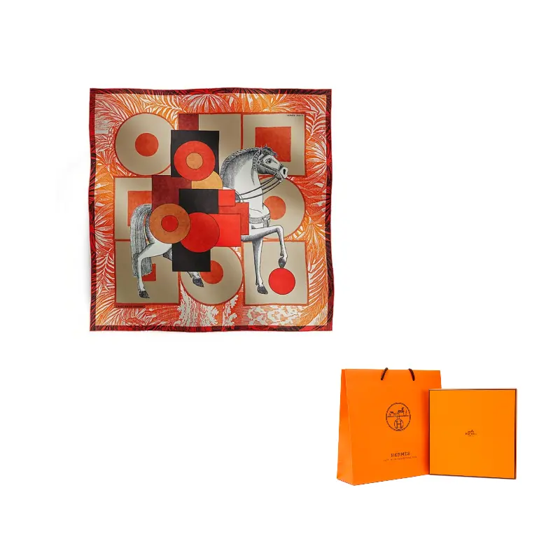 

HERMES Шелковые платки Carre для женщин Camel/Orange/Brick Red