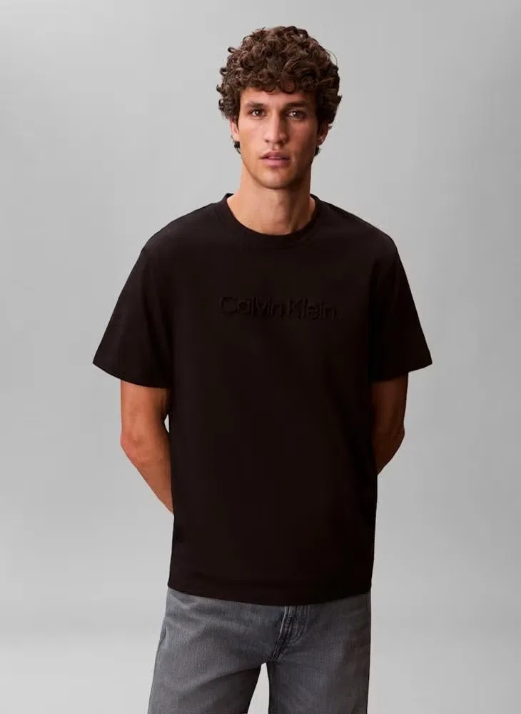 Футболка с фактурным логотипом Calvin Klein, черный