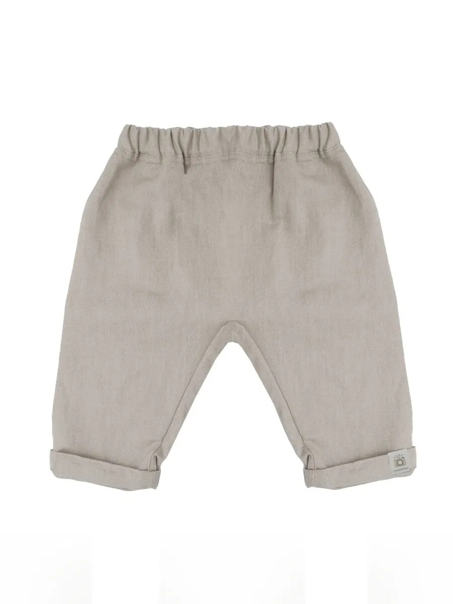 Брюки MAXIMO Regular 'GOTS BABY-Krempelhose, uni Leinenoptik' бежевого цвета