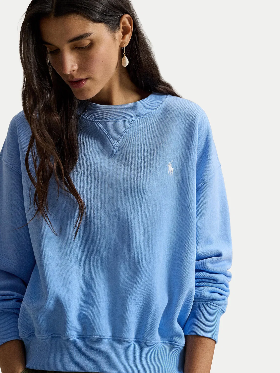 Женский свитшот свободного кроя Polo Ralph Lauren, синий — фото 4