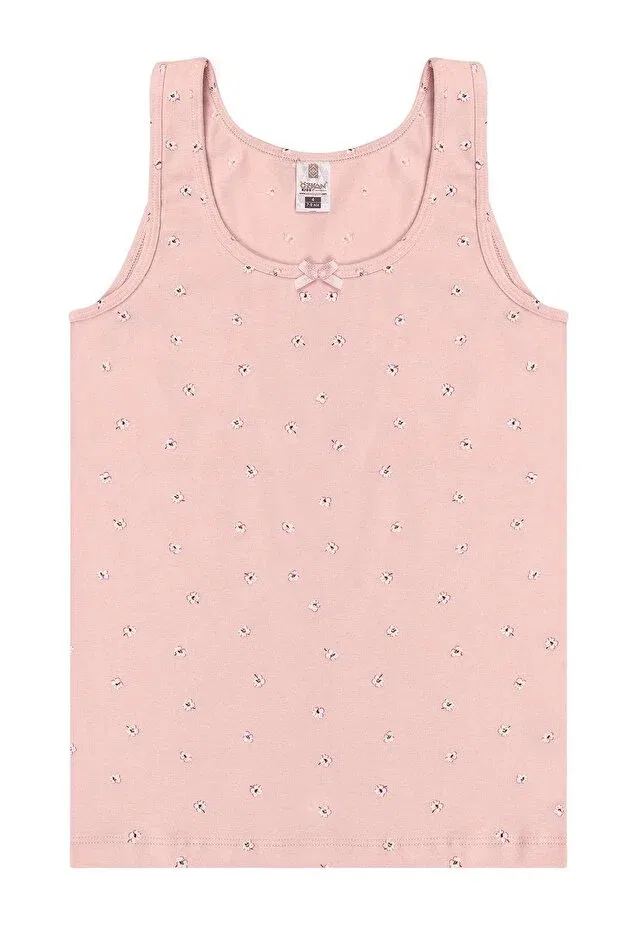 Детский набор маек для девочек с принтом Pack of 5 girls' mixed color patterned cotton soft thick strap undershirts Kompedan, Patterned — фото 2