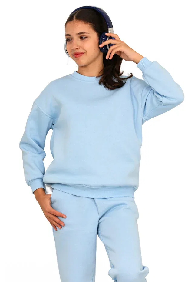 Детский спортивный костюм для девочек с капюшоном Erdem Kids, Baby Blue — фото 4