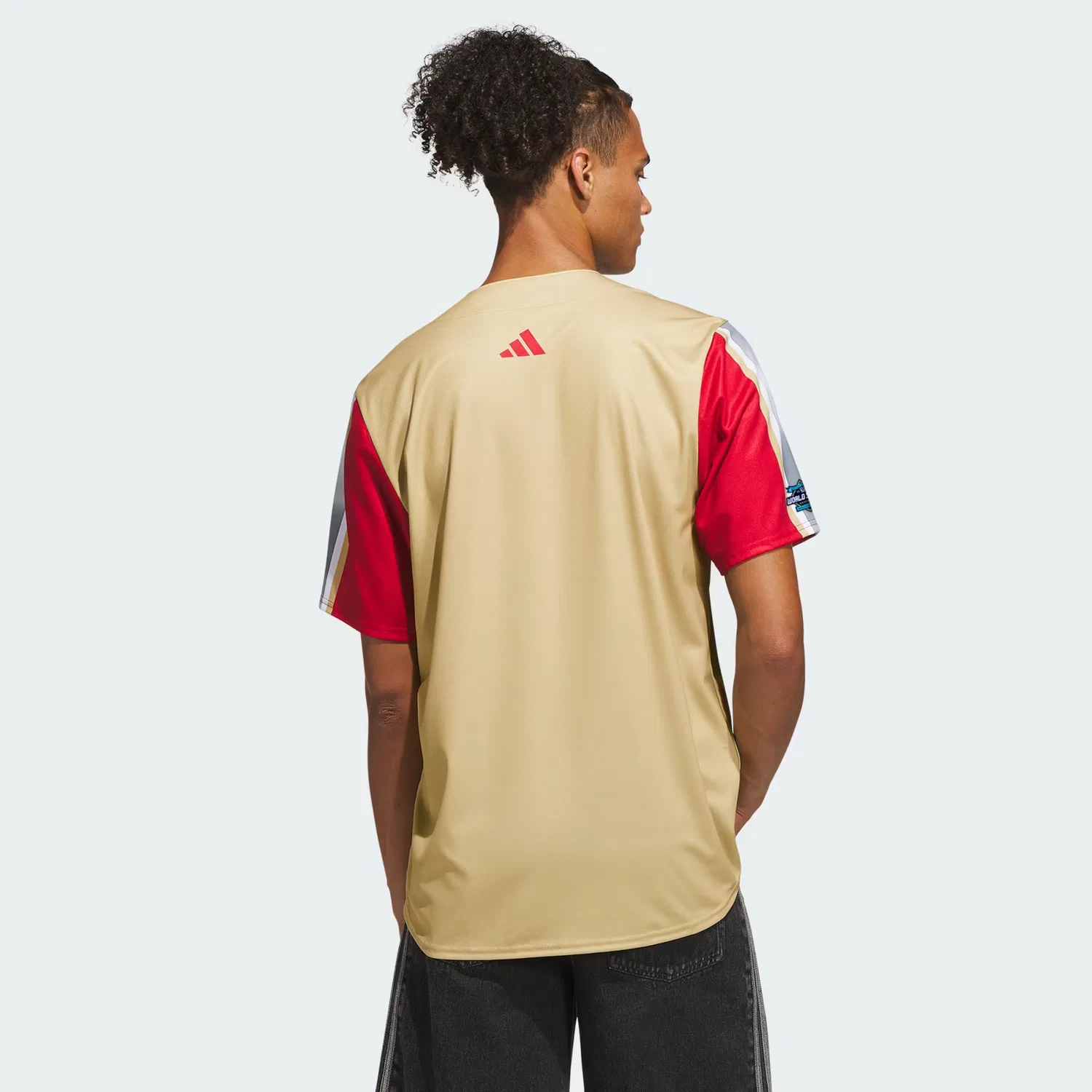 Бейсбольное джерси с быстросохнущей тканью Mountain Little League World Series Replica Adidas Performance, песочный/красный — фото 2