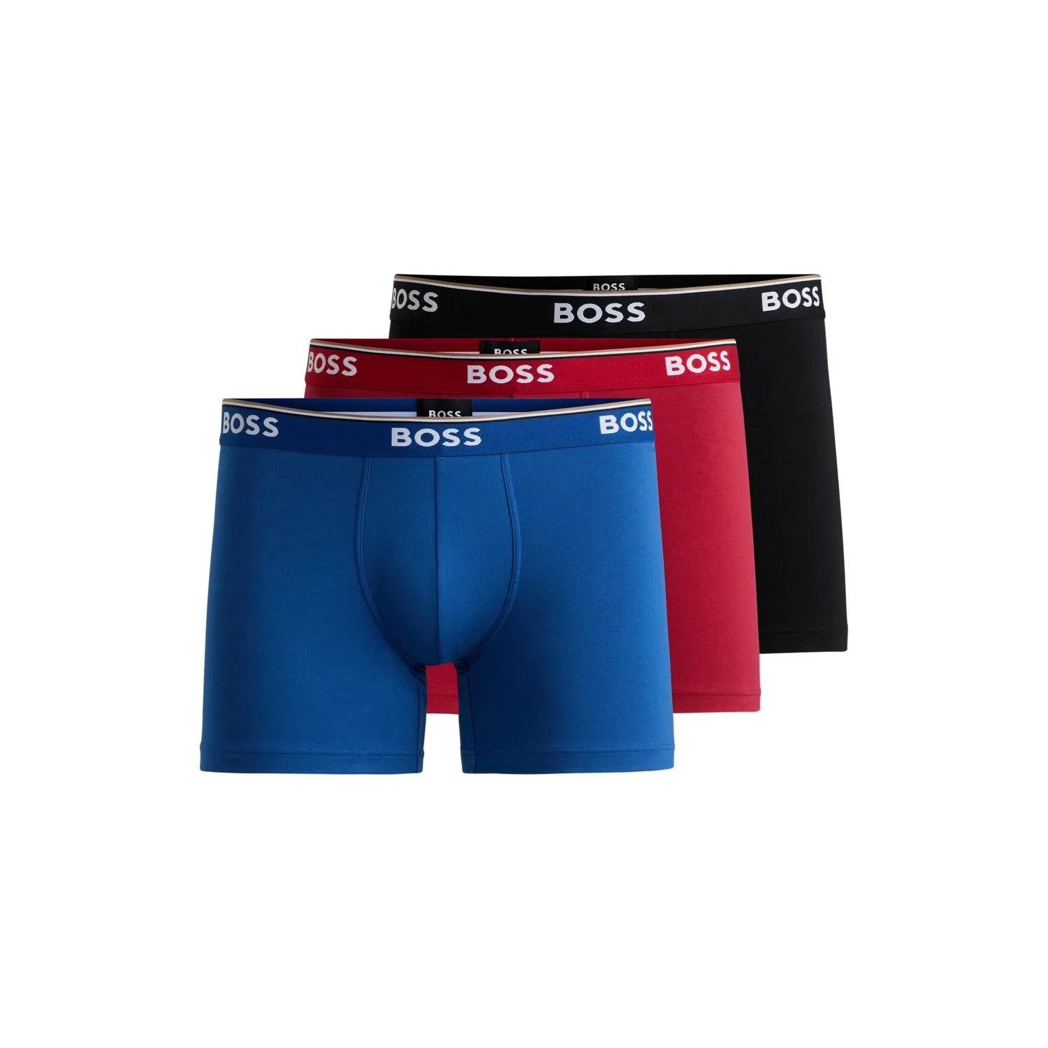 Мужские боксеры из хлопка с эластаном 3er-Pack BOSS, Rot/Blau/Schwarz — фото 3