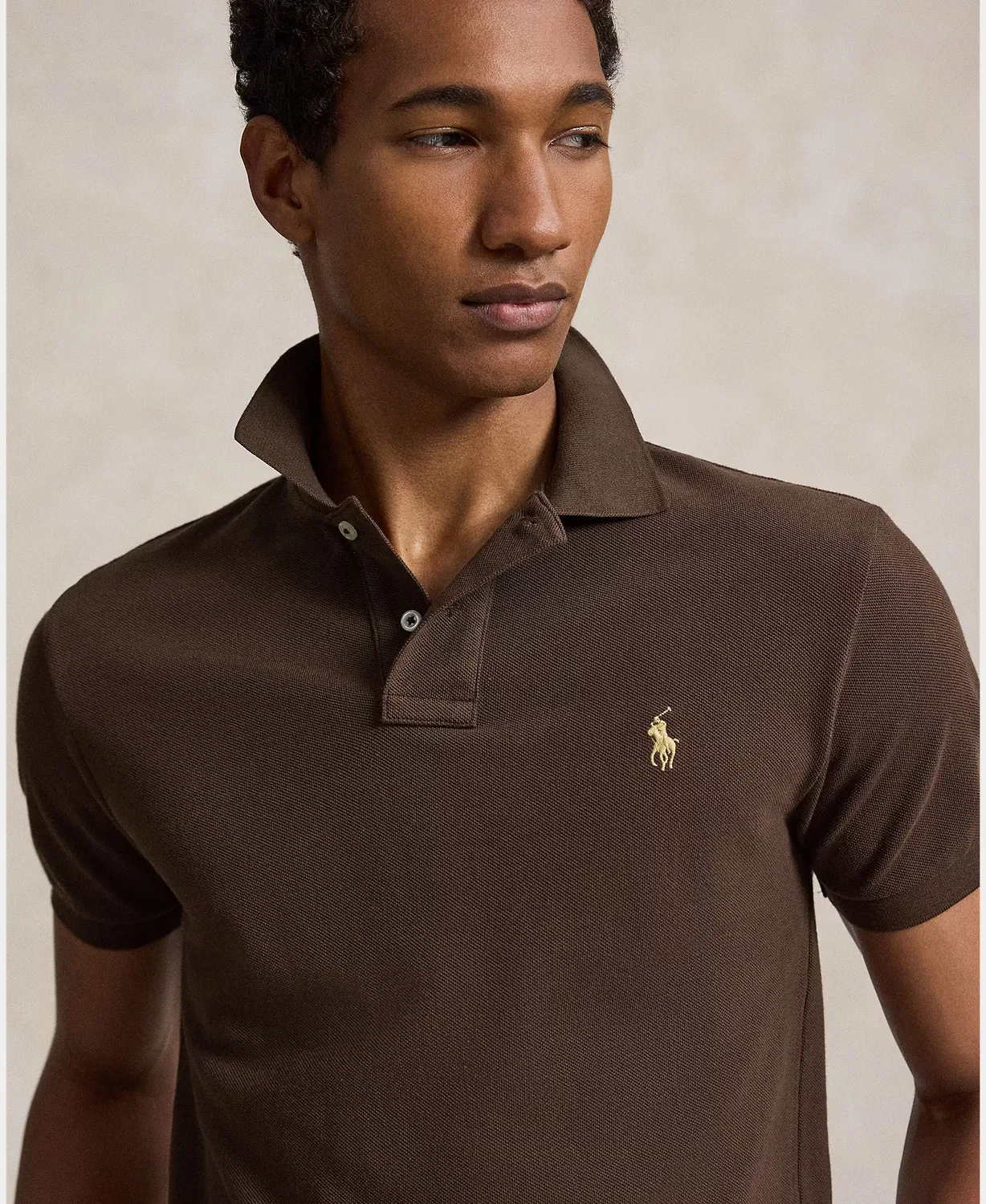 Поло с коротким рукавом, Polo Piqué Slim Fit Marrón Nuez Moscada, Polo Ralph Lauren, темно-коричневый — фото 3