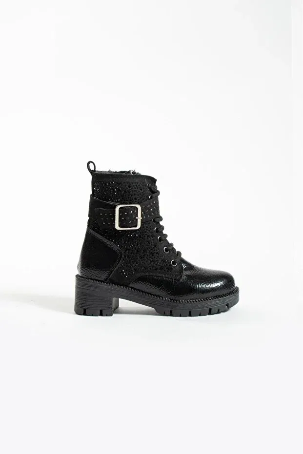 Детские ботинки для девочек с принтом Galya Shoes, Black Rogan Suede — фото 3