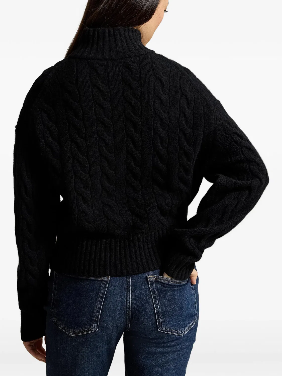 Джемпер из шерсти и кашемира на молнии Polo Ralph Lauren, черный — фото 2