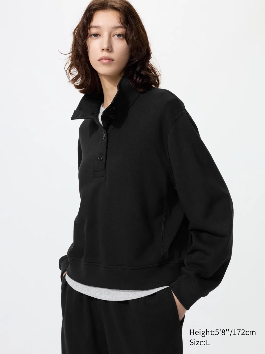 Толстовка Uniqlo, с пуговицами, черная