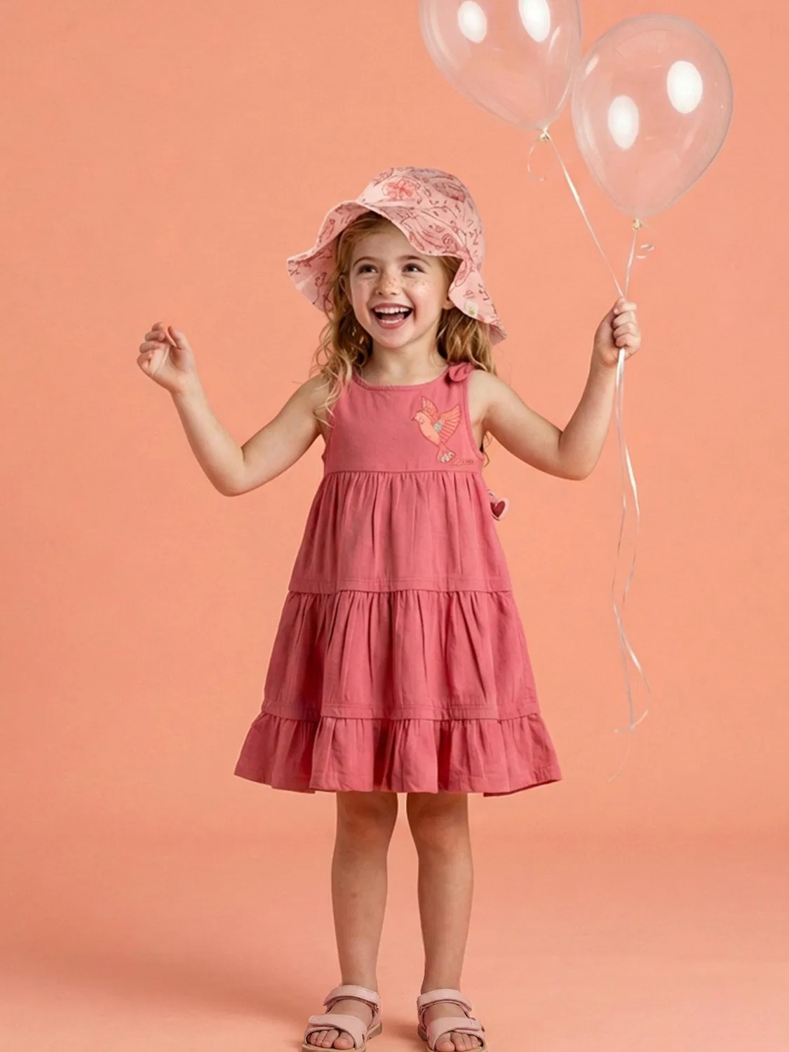 Платье Sigikid Kleid Pink Birds оранжевого цвета — фото 3