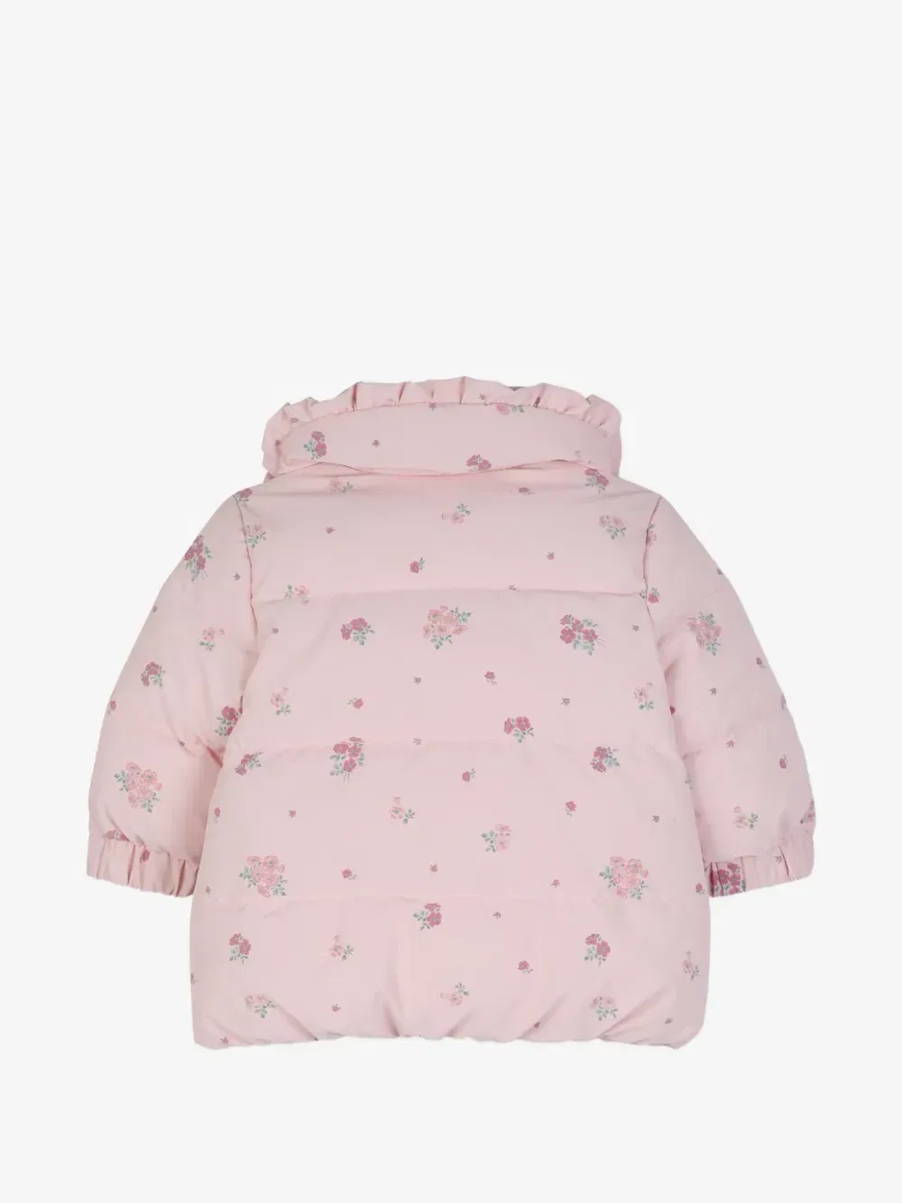 Пуховик с оборками и цветочным принтом Chloe Kids, розовый — фото 2