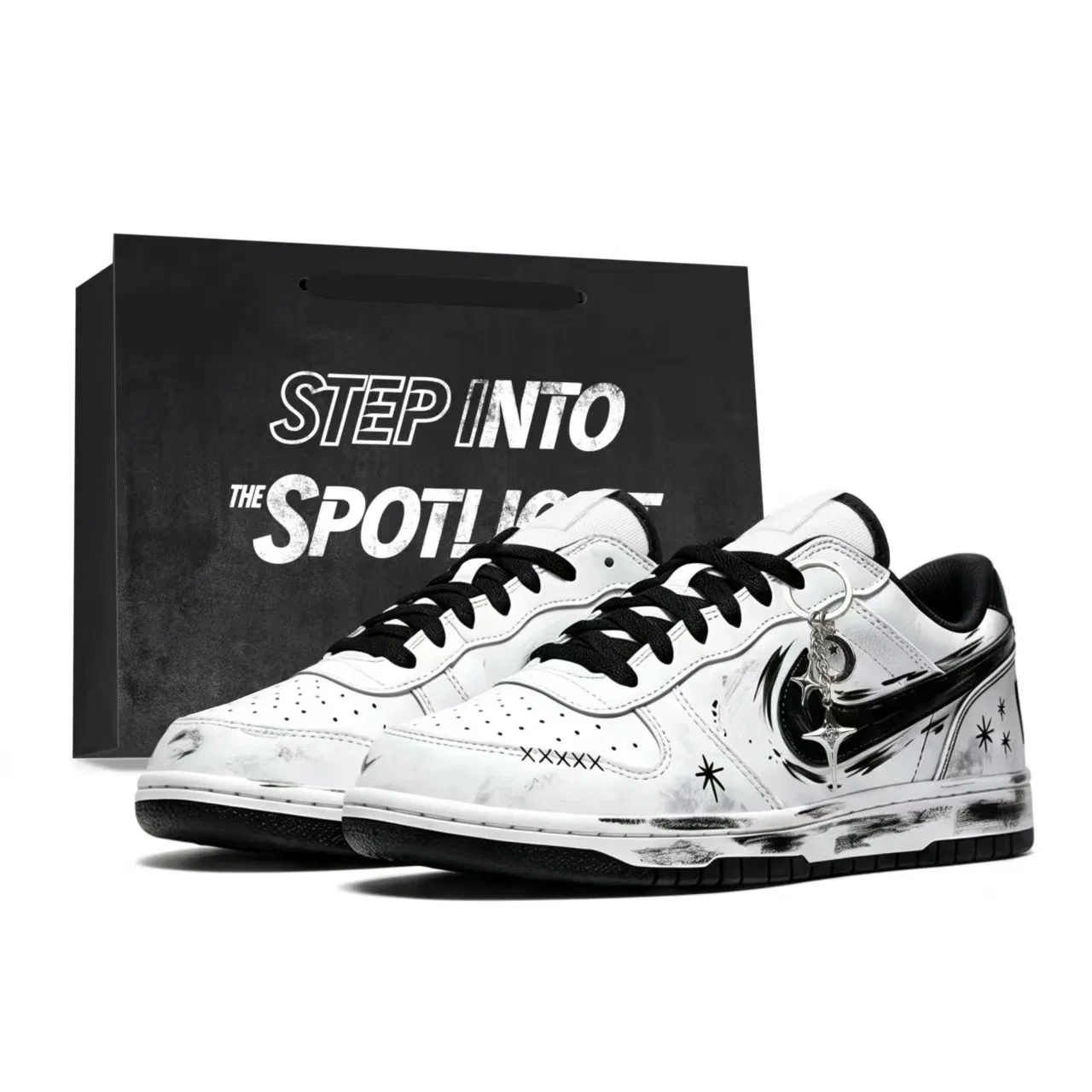 Детские скейтборд-кеды Nike Big Skateboard Shoes, Black-Focus Stars-Limited Shopping Bag