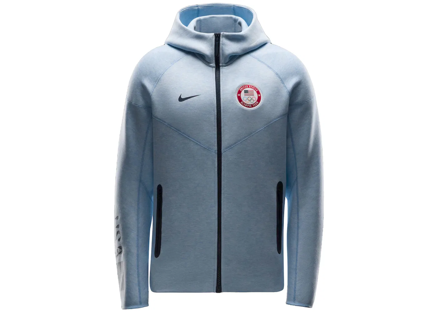 Мужская худи из тех-флиса на молнии Nike Team USA Olympics 2024, Heather Blue
