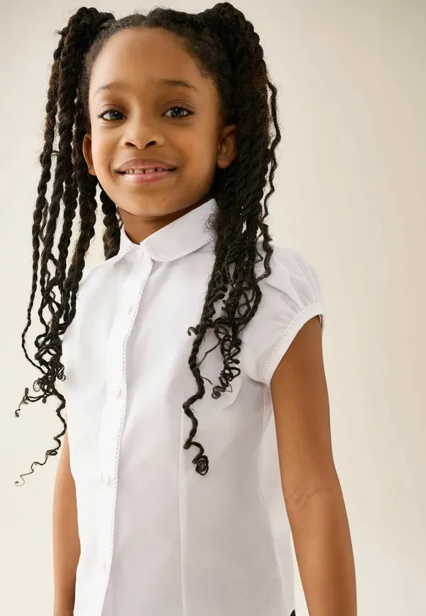 Блузка хлопок Regular fit girls short sleeve edge collar school shirts 2 pack Next, white, белый — фото 2