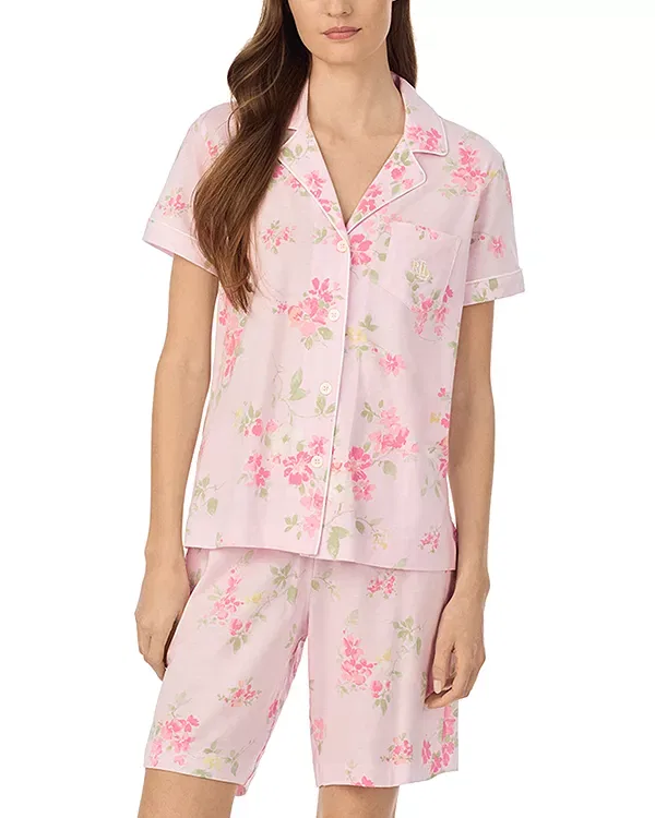 Женский комплект пижамы с воротником-стойкой Ralph Lauren, Pink Print