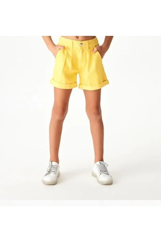 Детские шорты для девочек с защипами Nk Kids, Yellow