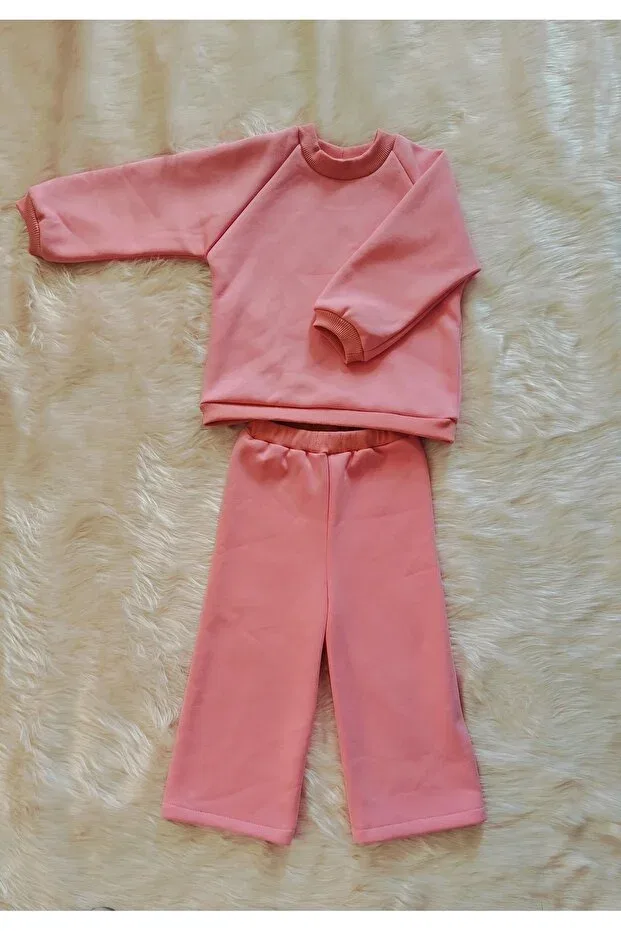 Детский комплект пижамы для девочек толстый зимний Oversize Deniz Yildizi Desing, Pink — фото 3