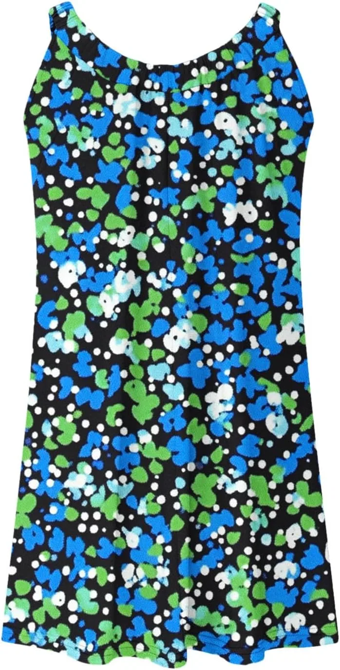 Женское летнее платье с цветочным принтом, Sleeveless, Green — фото 4