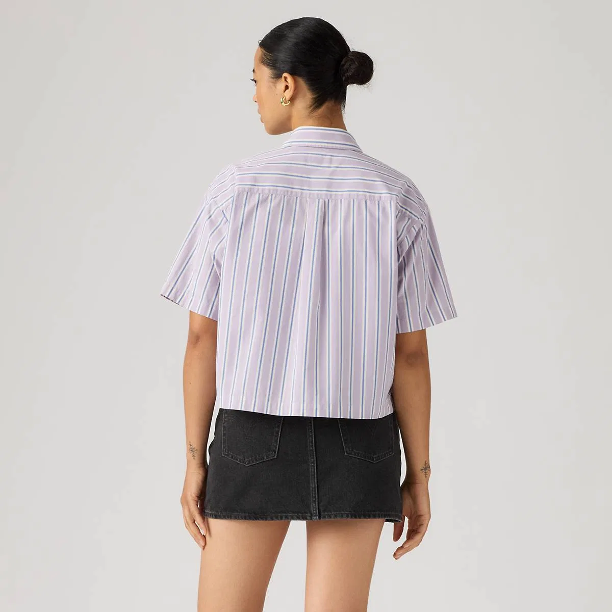 Укороченная рубашка с коротким рукавом и пуговицами Harlie Levi's, Costanza Stripe Wisteria - Multi-Color — фото 4