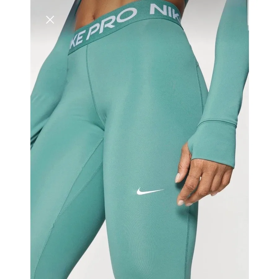 Спортивные леггинсы с высокой талией и сетчатыми вставками Pro 365 Tight Nike, Зеленый — фото 3