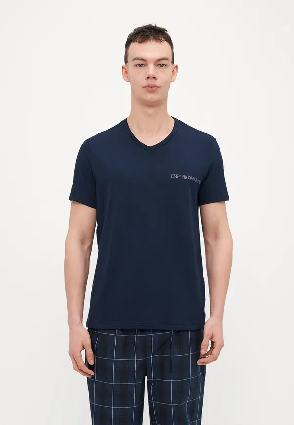 Комплект из двух маек с V-образным вырезом Emporio Armani, синий — фото 2