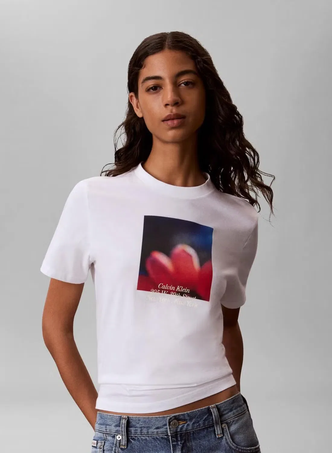 Футболка с принтом Classic digital floral Calvin Klein, белый