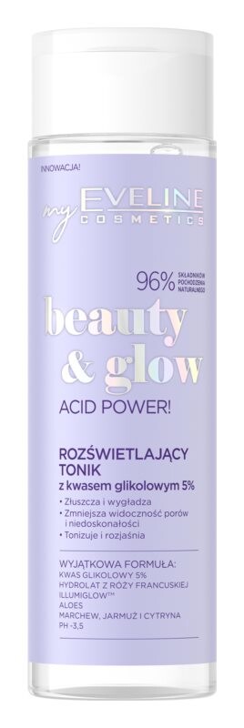 

Осветляющий и увлажняющий тоник для лица Eveline Cosmetics Beauty & Glow Acid Power!