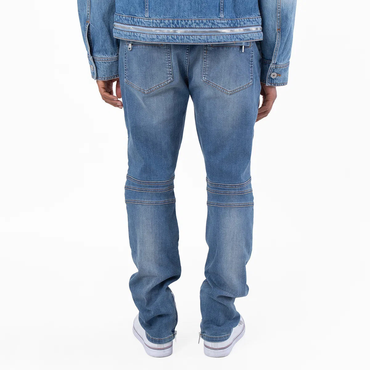 Джинсы-байкер слим-фит Balmain Denim Slim-Fit Biker Jeans, Bleu Jean — фото 4