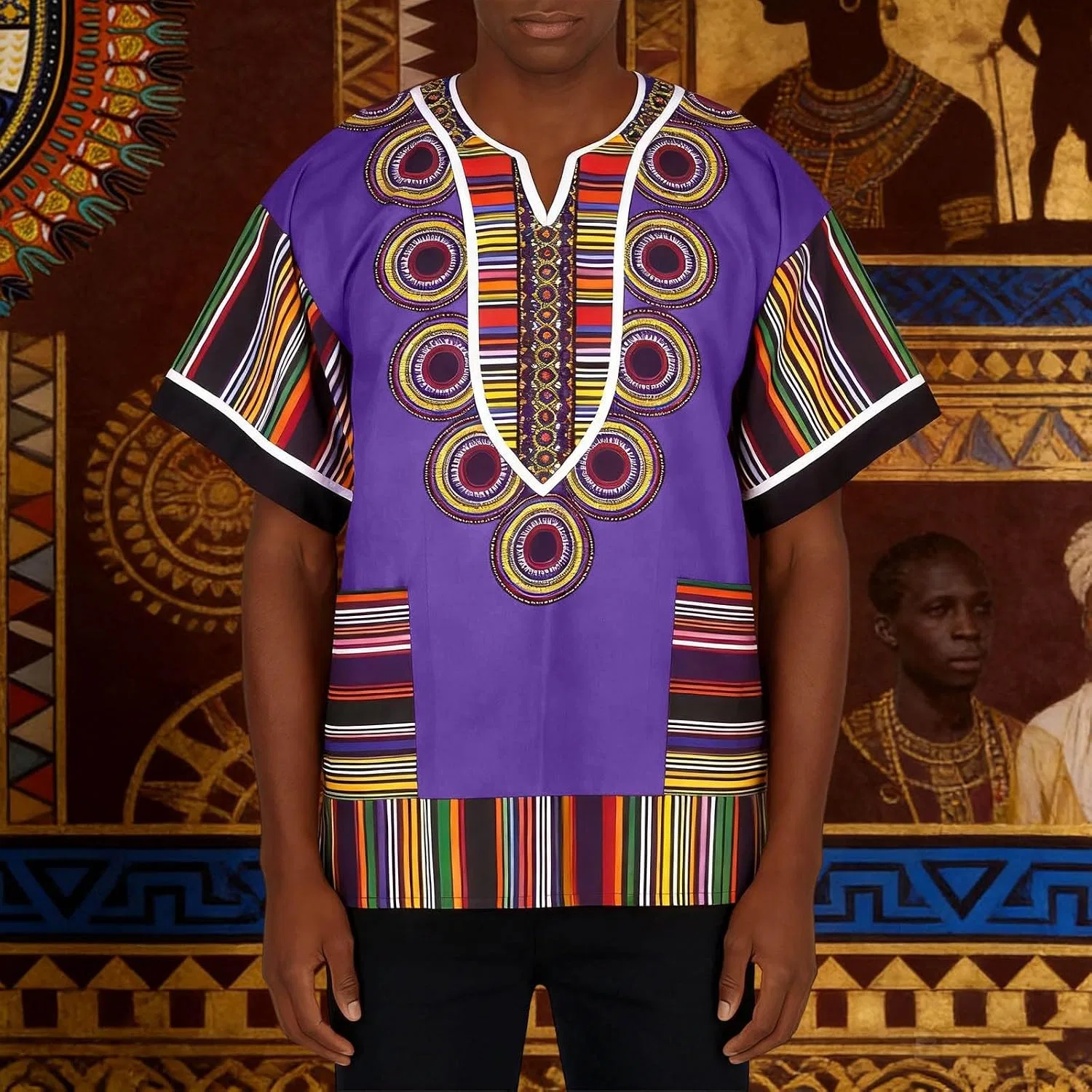 Женская туника с принтом Dashiki, фиолетовый — фото 3