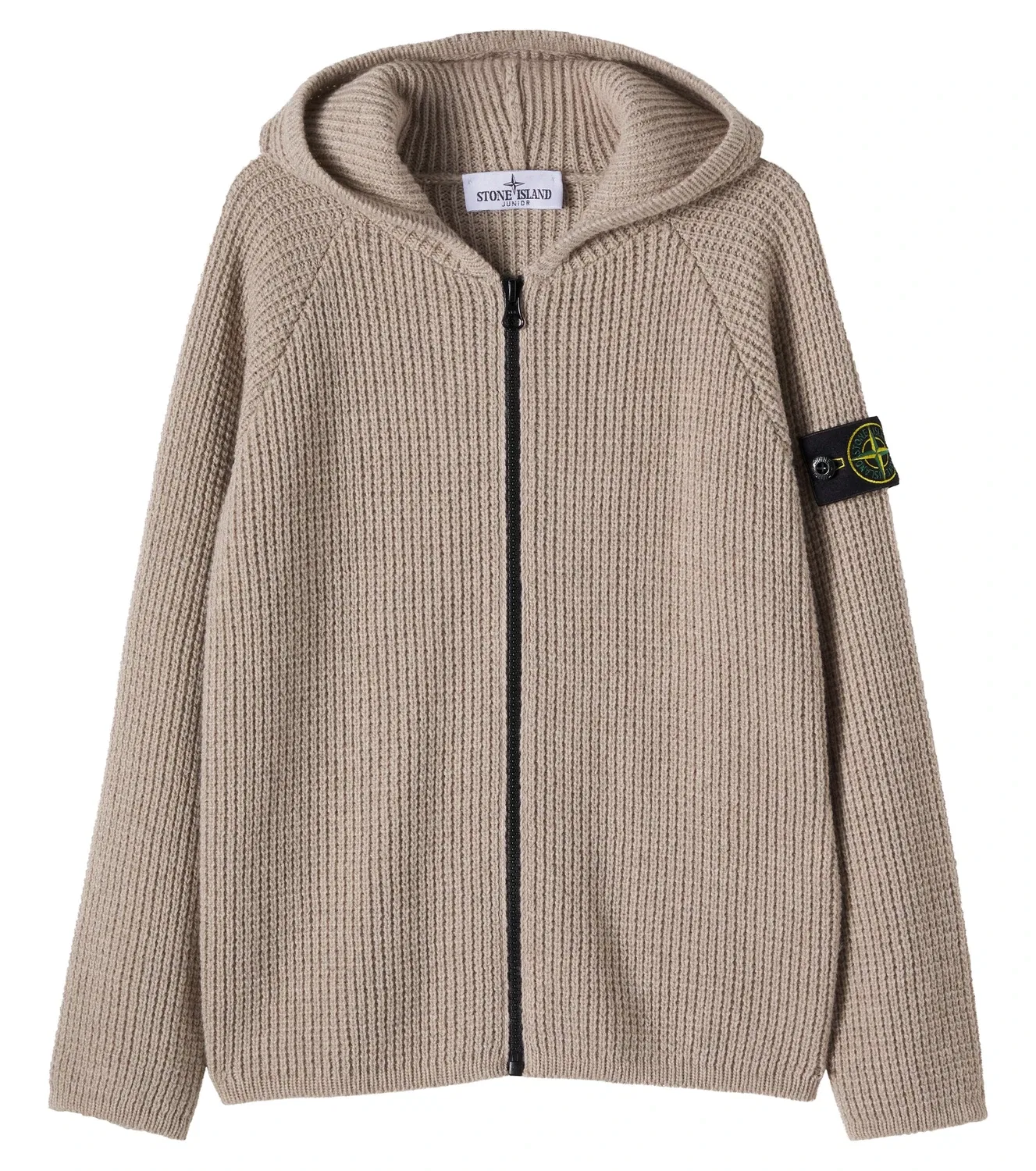 Джемпер на молнии с капюшоном Stone Island Junior, бежевый