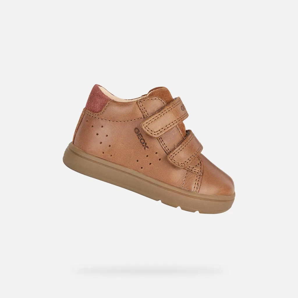 Детские кроссовки с кожаным верхом B Biglia Boy Geox, Ockerbeige Armeebraun Braun