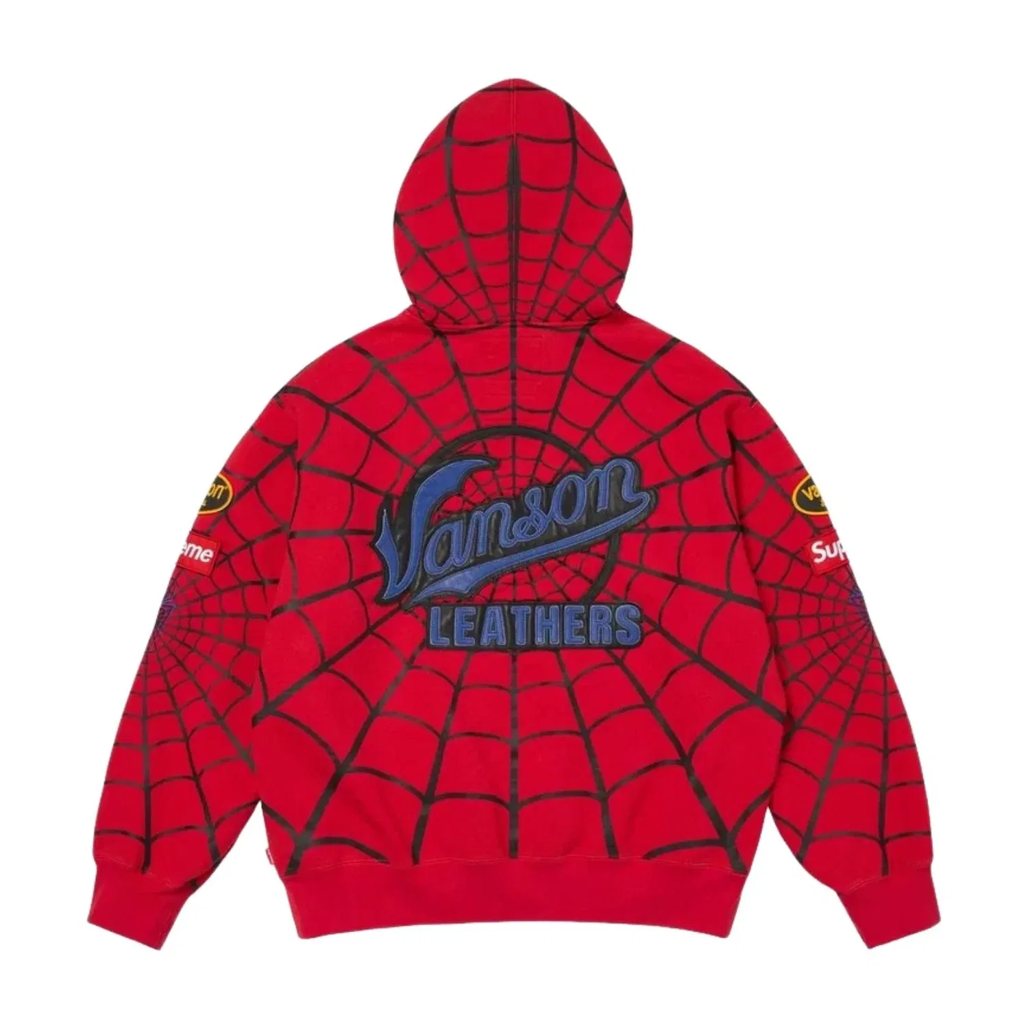Мужское худи с молнией с принтом Spider-Man Supreme x Vanson Leathers, красный — фото 2