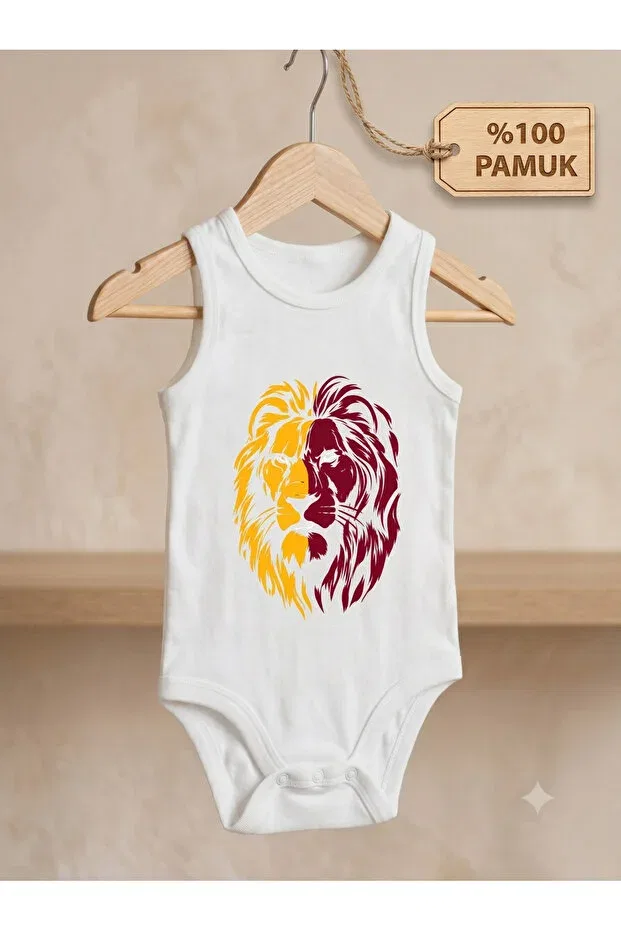 Детское боди для новорожденных с принтом Aslan ruhlu red yellow fan Hazden, White — фото 2