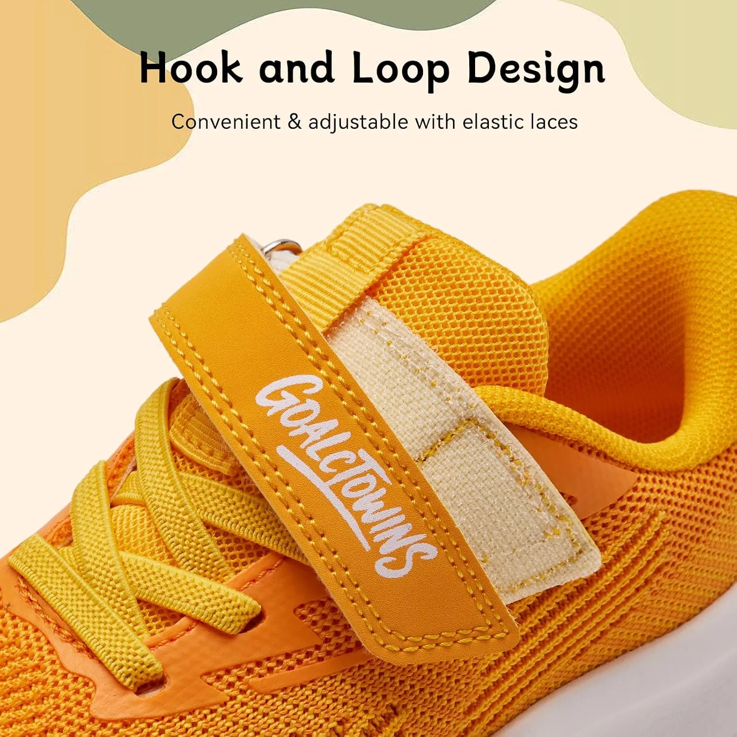 Детские кроссовки для девочек с широким носком GOALCTOWINS, Yellow — фото 3