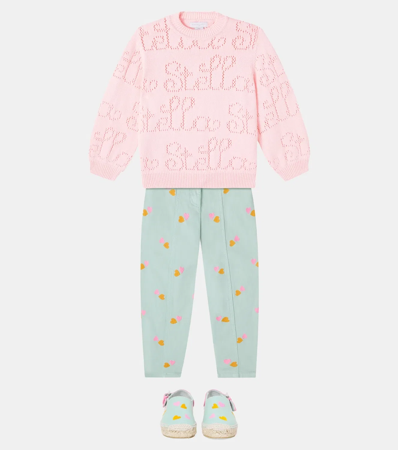 Джинсы с вышивкой Stella Mccartney Kids, бирюзовый — фото 2