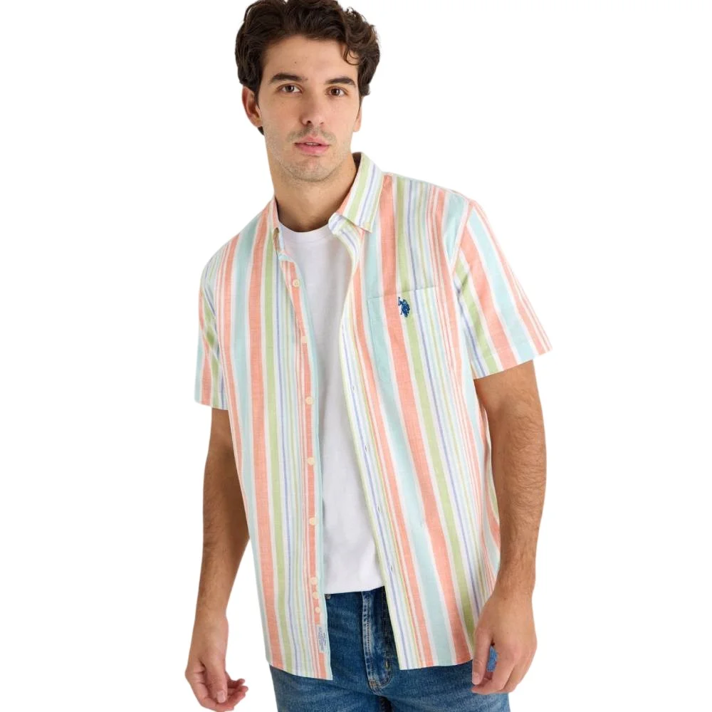 Мужская рубашка U.S. Polo Assn. Short Sleeve Stretch Slub Poplin, мультиколор