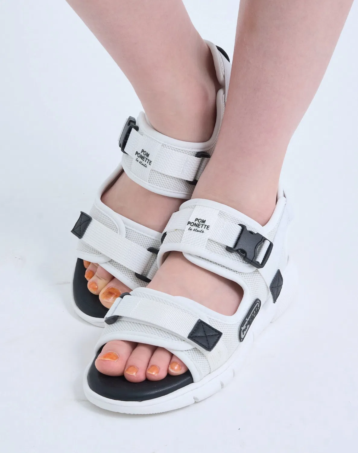 Детские спортивные сандалии с липучкой pom ponette junior, Off White