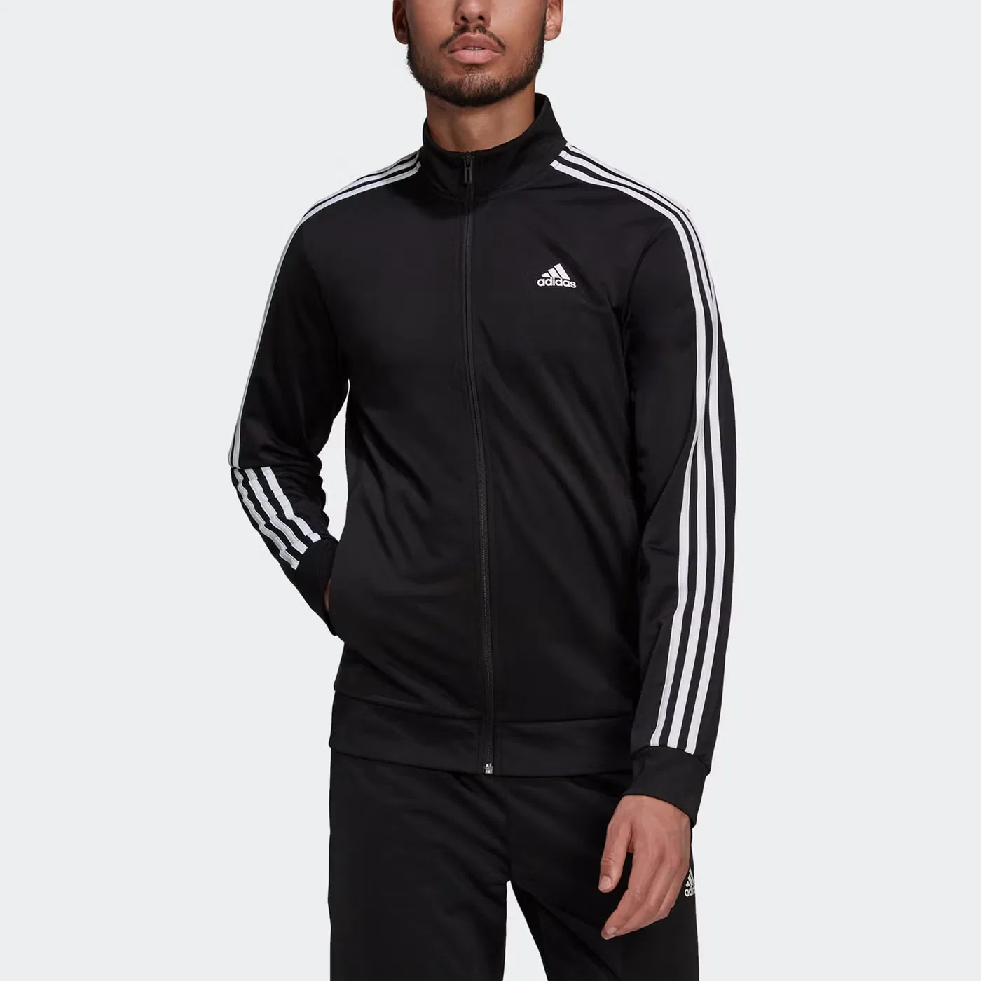 Куртка спортивная с воротником-стойкой 3s TT Tric Stripe Adidas, черный — фото 3