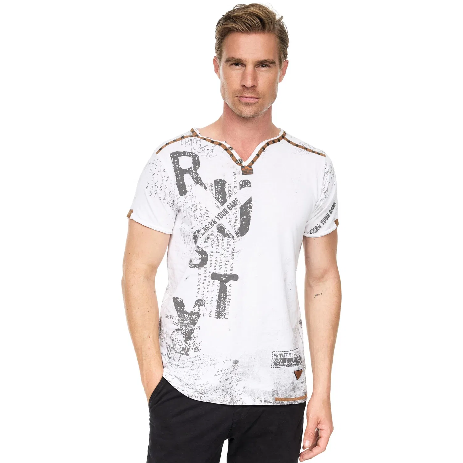 Детская хлопковая футболка в стиле used-look Rusty Neal, White
