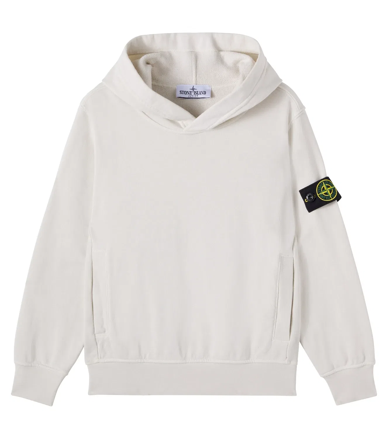 Худи с капюшоном и карманом кенгуру Stone Island Junior, белый
