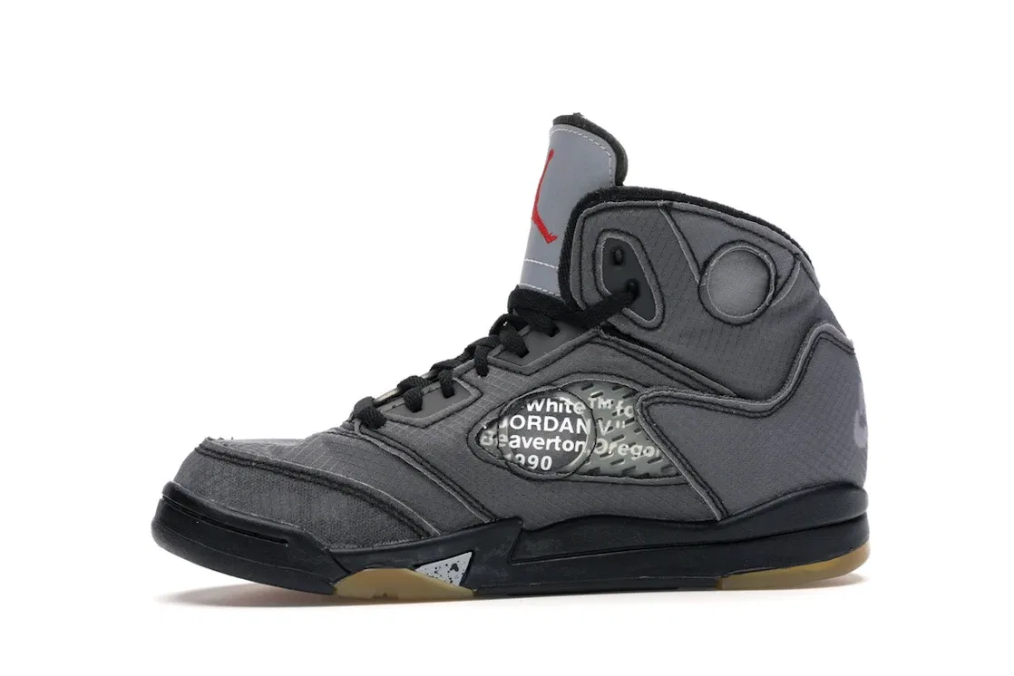 Детские кроссовки Lifestyle с принтом Jordan 5 Retro, Black/Muslin-Fire Red — фото 3