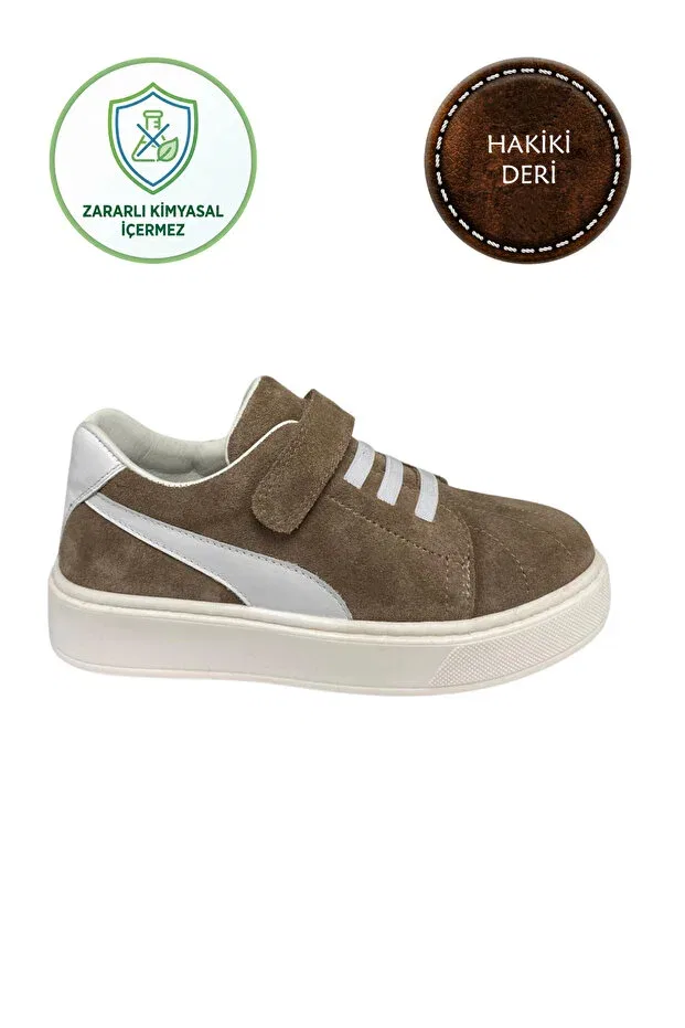 Детские туфли для мальчиков на липучке Şenler Bebe World Kids, Sand Suede Leather White — фото 4