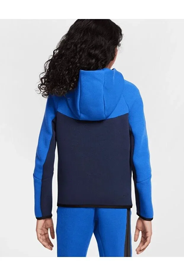 Детское худи для мальчиков с капюшоном Sportswear Tech Fleece Full-Zip Hoodie Nike, Navy Blue — фото 2