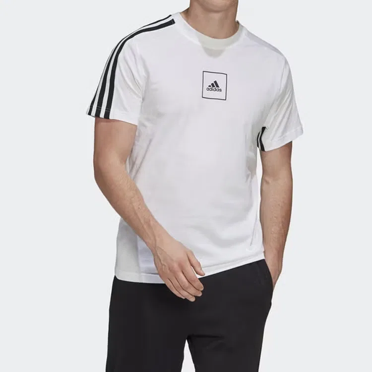 Футболка с коротким рукавом спортивная M 3S Tape Tee Adidas, белая — фото 2