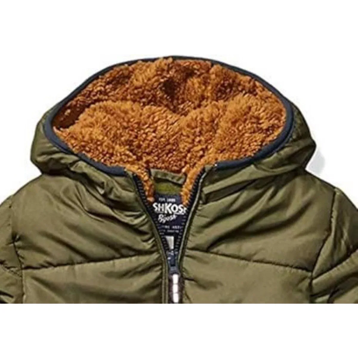 Детское пальто-пуховик утепленное с флисовой подкладкой Heavyweight Faux Shearling Winter Jacket OshKosh B'gosh, Olive Drab — фото 3